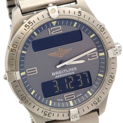 Breitling Aerospace E65062 Quartz Titanium Watch Mens Timepiece Wrist 18cm