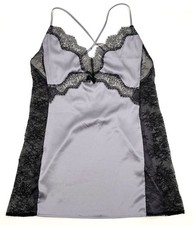 Victoria s Secret Lace Trim Chemise Size Large Lavender Black Nightgown NWT