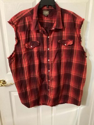 CE Schmidt Workwear Sleeveless Red Plaid Shirt Big & Tall 4X