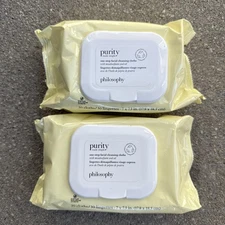 PHILOSOPHY  PURITY Made Simple 30 CT One Step Facial Cleansing Cloths Wipes (2)