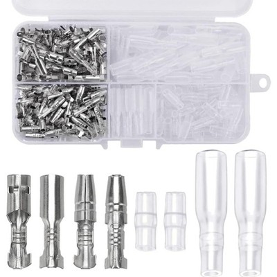200 Stück Rundsteckverbinder Kabelbinder 3,9mm Bullet Terminal Silber