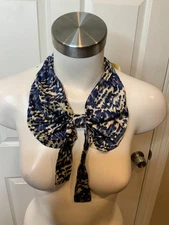 Timo Weiland Blue White Splatter Print Silk Oversized Bow Tie One Size