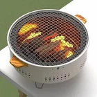 Portable Barbecue Grill Korean Charcoal Stove Stainless Steel Split BBQ Stove