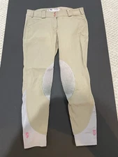 Tredstep Symphony Ladies Tan Equestrian Pants Suede Knee Patch Size 28R