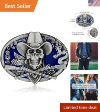 Western Cowboy Ghost Skeleton Belt Buckle - Perfect for Casual and Formal Wear