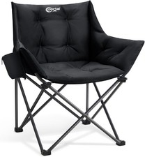 Portal Moon Chair Deluxe Padded Folding Camping Chair Wide Seat Heavy Duty Black