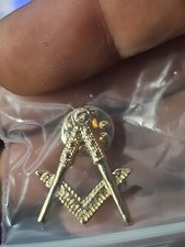 Free Mason Lapel Hat Pin Freemason Tie Tack Masonic Crest Symbol