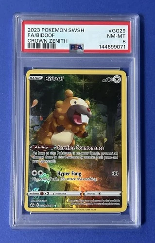 2023 Pokémon SWSH FA/Bidoof Crown Zenith #GG29 PSA 8 NM-MT