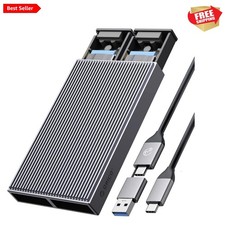Dual M.2 NVMe SATA SSD Enclosure, USB C to M2 Adapter for M Key PCIe  B M Ke...