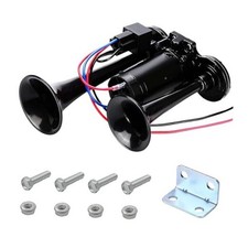 12V Car Air Horn, 600db Super Loud Dual Trumpet Air Horn Kit, Dual Black