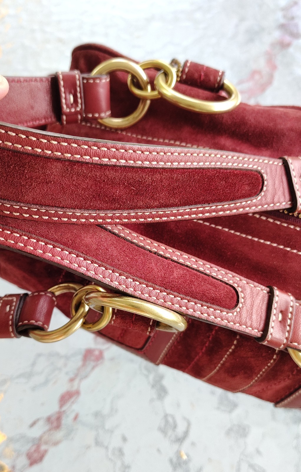 Coach SMALL 10061 Vintage Mia Soho Y2K Burgundy Suede Satchel Bag image 9