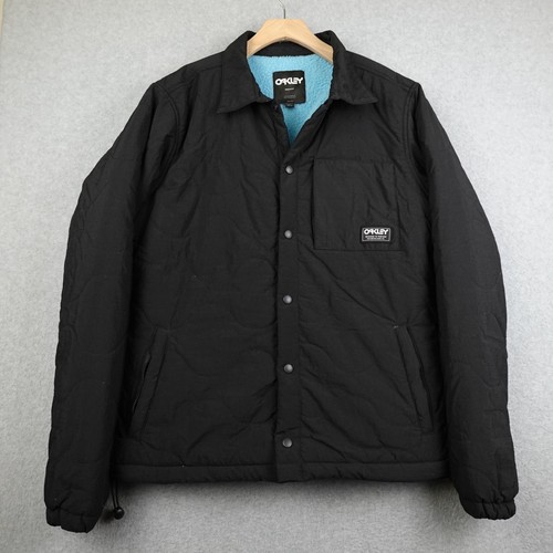 Oakley Jacket Mens Large Black Quilt Sherpa Insulated Winter Coat Snap Button