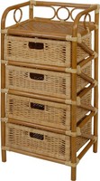 Rattan-Kommode Badregal 4 SchubfäCher Aus Echtem Rattan 46 Cm Breit (Honig)
