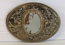 Western Style Oval Metal Belt Buckle With Center Oval Faux Gem, Read Description
