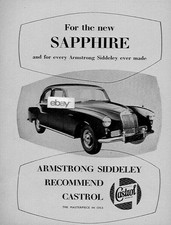 CASTROL OIL CO ARMSTRONG SIDDELEY ENGLAND 1956 SAPPHIRE SEDAN AD