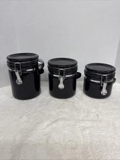 OGGI 3 Piece Black Round Canister Set Durable