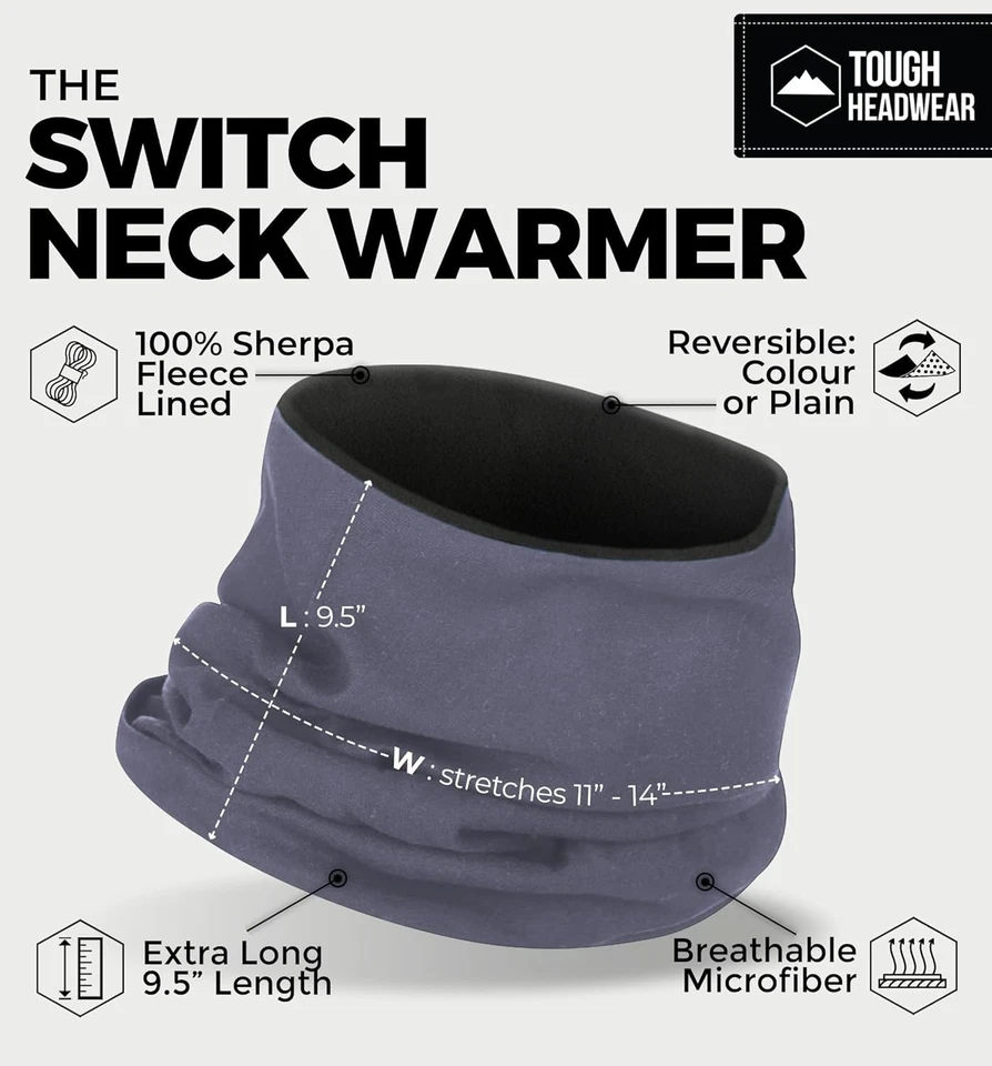 Polainas de cuello de invierno Tough Headwear Swtich para hombre y mujer, gris polar Foto 3 de 4