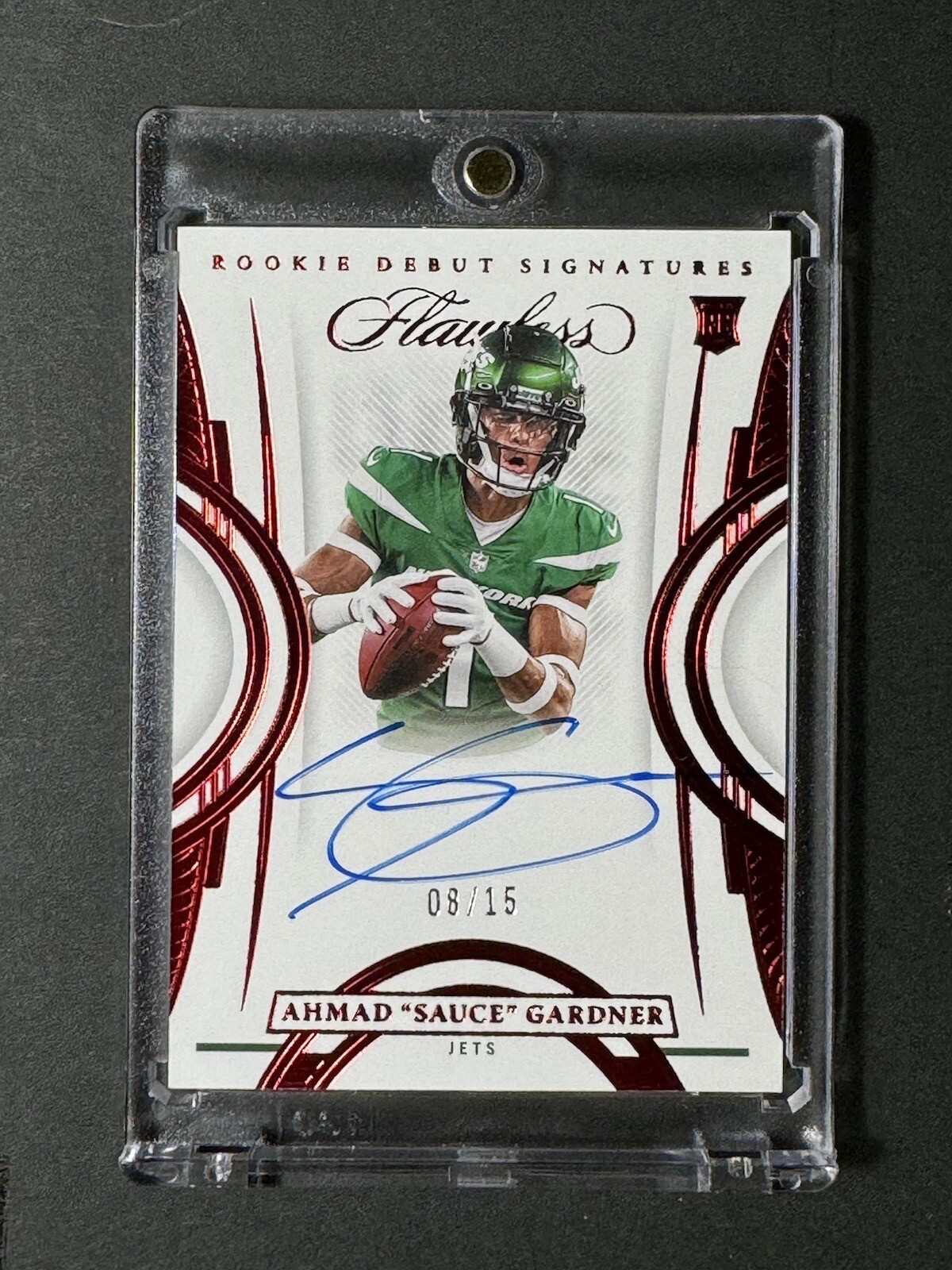 2022 Flawless Ruby Rookie RC Debut Signatures Auto Ahmad "Sauce" Gardner #/15