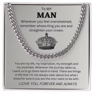 To My Man Cuban Link Necklace anniversary birthday Valentine s Day Gift For Him