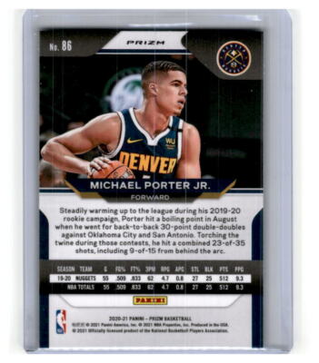 2020 Panini Prizm #86 Michael Porter Jr. Silver Prizms | eBay