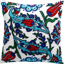Needlepoint/Tapestry vintage throw pillow cover "TURKISH FLOWERS" embroidery kit
