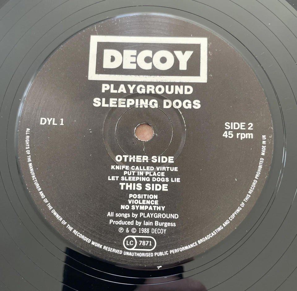 PLAYGROUND~ 'SLEEPING DOGS' 12” VINYL MINI ALBUM ~ PUNK / GOTH ROCK VG+ / EX Foto 4 de 4