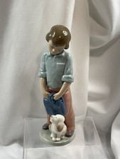 NAO LLADRO 1248 UNEXPECTED FRIENDS Boy And Puppy Porcelain Figure 9”