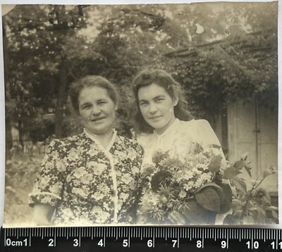 Two Pretty Cute Young Women Charming Attractive Ladies Nice Girls Old Photo