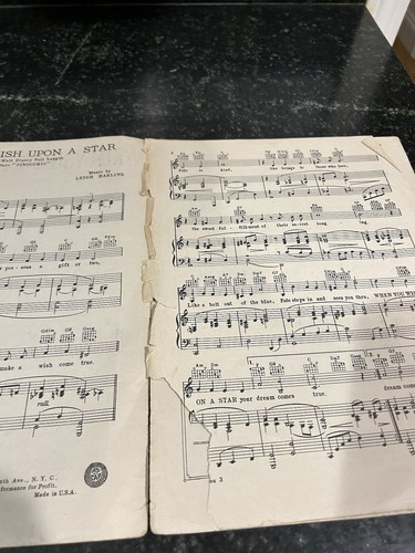 vintage Original sheet music: WALT DISNEY'S PINOCCHIO when you wish upon a star - Picture 10 of 12