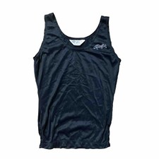 Vtg Dolfin Navy Blue Nylon Tank Top Side Slits Size Small