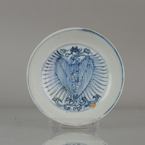Antique Chinese Porcelain Late Ming or Transitional Plate Fenghuang