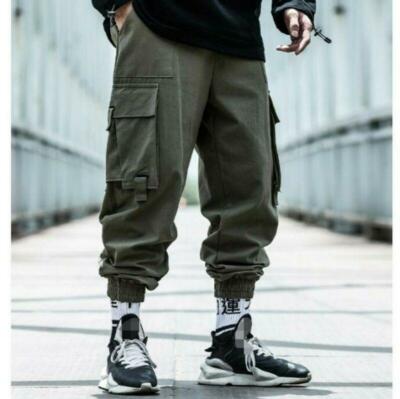 Harajuku Loose Mens Cargo Pants Hip Hop Multi-pocket Harem Trousers Cowboy New