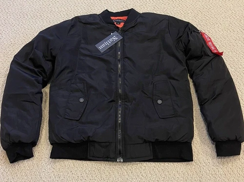 NWT Men's Nathan Black Bomber Flight Zip Jacket ALL SIZES - product listing photo