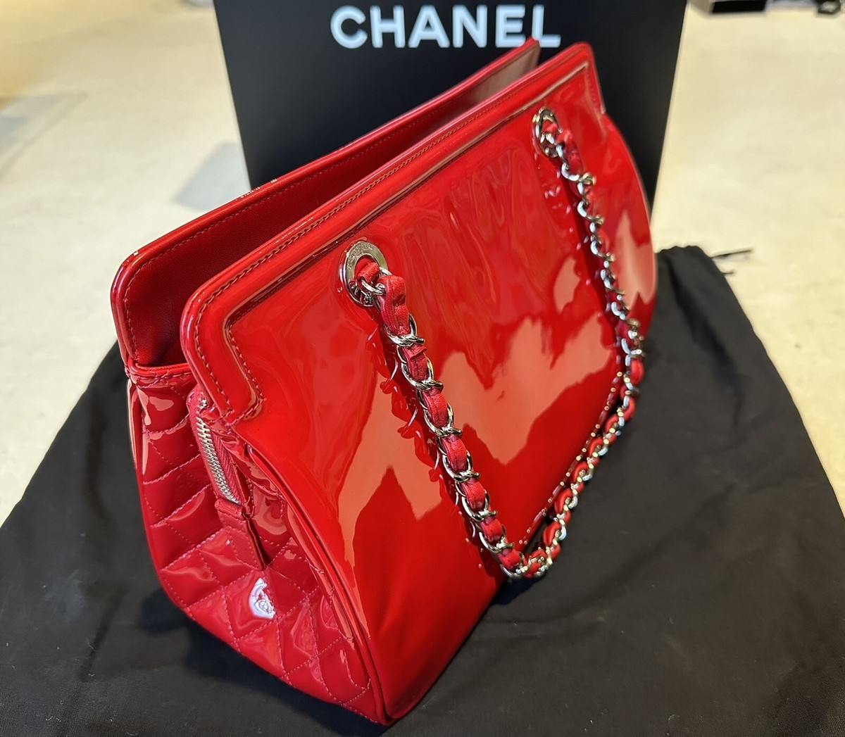 Chanel Taylor Swift Red Lipstick Color Patent Leather Tote Bag