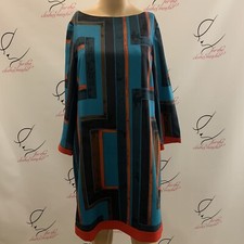 Eliza J. Sz 8. Lined Full Back Zip Shift Sheath Dress. Contrasting Band. B56.