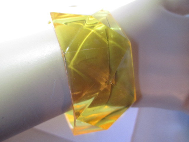 TRANSLUCENT WIDE YELLOW MULTIFACETED CUT BANGLE B… - image 3