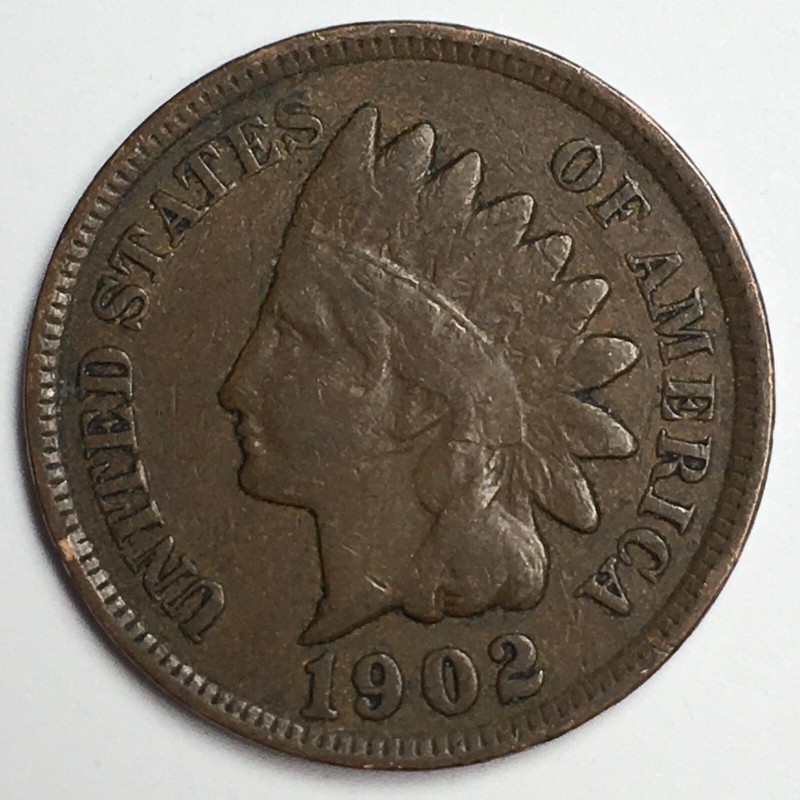 1902 United States Indian Head Cent Penny - Fine (F) KM#90a - 5025-AH