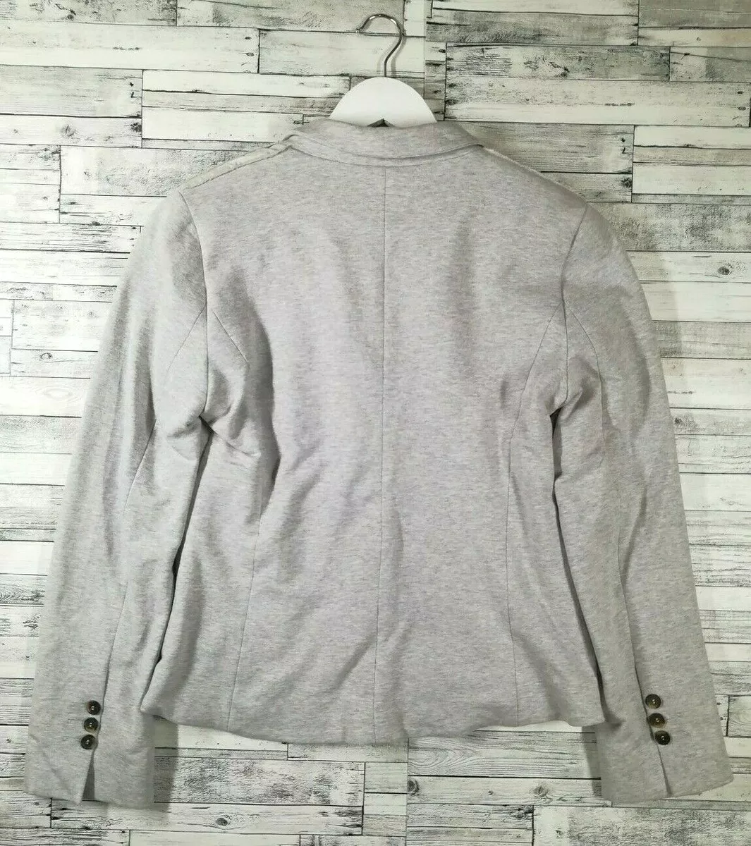 IKKS Womens Cotton Blazer Grey Buttons Jacket Cardigan Size 42 eBay