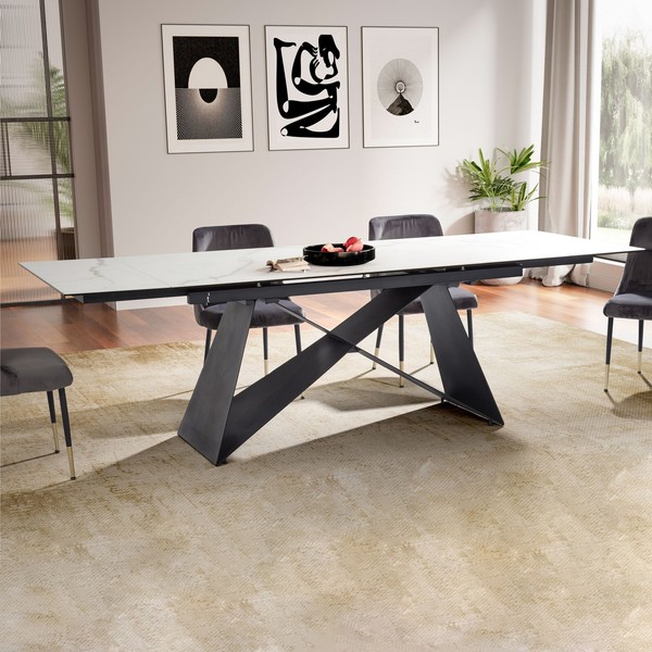 Esstisch Finebuy Esszimmertisch Weiß 180 - 260 Cm Ausziehbar Keramik KüChentisch-image
