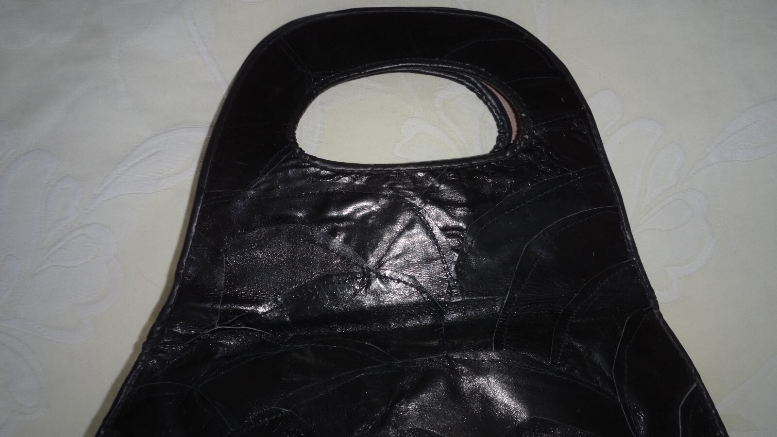 VINTAGE HANDMADE BLACK PATCHWORK BOHO LEATHER TOP… - image 10