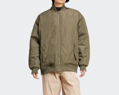 Adidas Oversized SST Bomber Jacket Womens - Olive Strata / IW8421