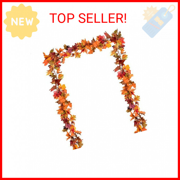 Artiflr 2 Pack Fall Garland Maple Leaf Clearance, 5.9Ft/Piece Hanging