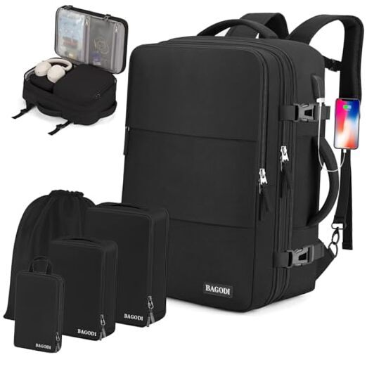 42L Black Flight Approved Carry On Backpack for Men - Travel Ready