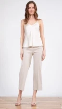 Avenue Montaigne Alex Linen Pant Sz 6/31 Oatmeal Wide Leg Office Cropped $290