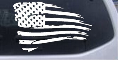 Distressed Tethered Worn American Flag  Car or Truck Window Laptop Decal Sticker