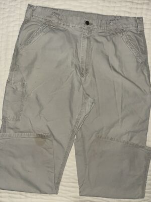 Carhartt Dungaree Fit Mens Pants Rugged Carpenter Canvas 38 X 30 Beige Work Wide