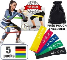  Set of 5 Resistance Bands Workout Loop Exercise CrossFit Fitness Yoga Pilates