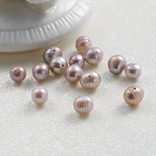 SEXY SPARKLES Pack of 10Pcs Mauve Natural Freshwater Cultured Pearls 7-8mm Beads