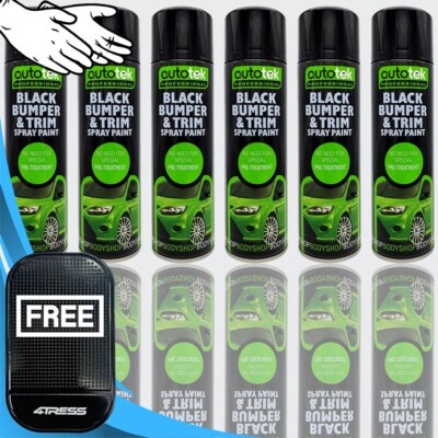 6 x 500ml AUTOTEK Car Black Faded Plastic Bumper & Trim Restore Spray Paint+G+M