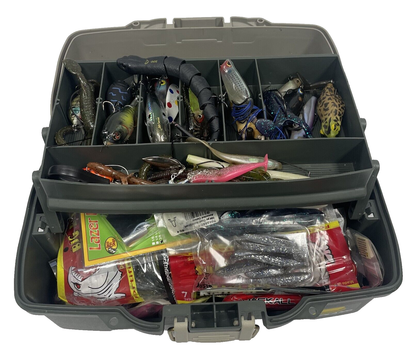 Large Assorted Various Lot of Fishing Lures Baits Equipment Tackle Box Plano